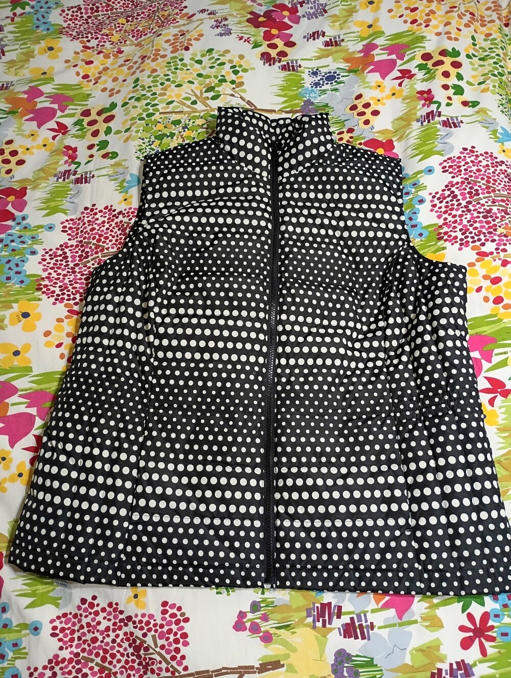 Talbots Black & White Polka Dot Puffer Vest Size 2X